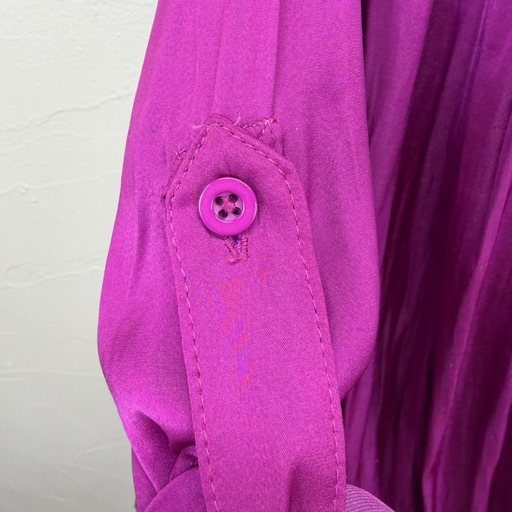 Torrid Womens Magenta Purple Surplice Draped V-Neck Blouse Silky Sexy 00 L - Picture 9 of 13
